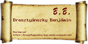 Bresztyánszky Benjámin névjegykártya